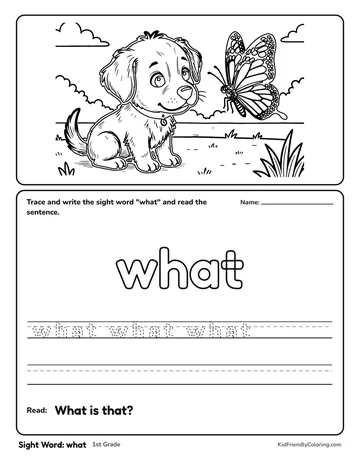 Sight Word: what coloring page