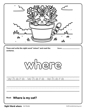 Sight Word: where coloring page
