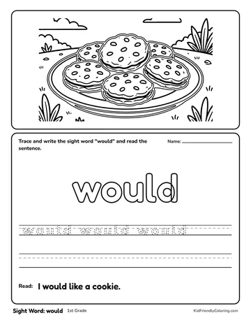 Sight Word: would coloring page