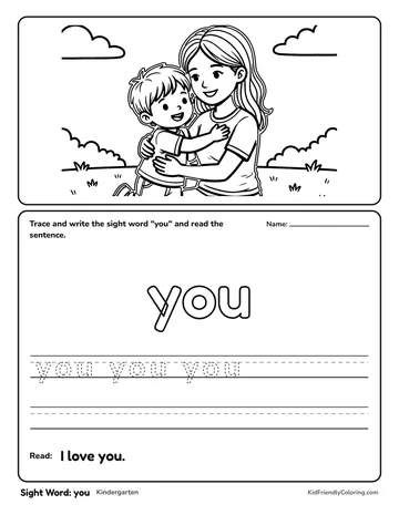 Sight Word: you coloring page