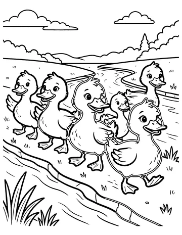 Six Little Ducks coloring page