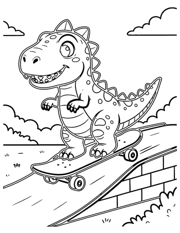 Skateboarding Dino coloring page