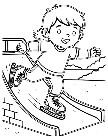 Skateboarding coloring page