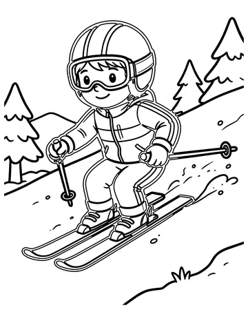 Skiing Down coloring page
