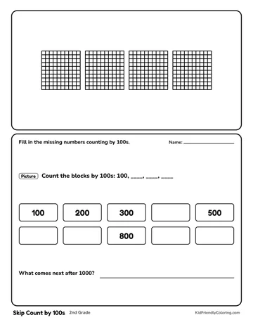 Skip Count by 100s coloring page