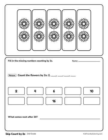 Skip Count by 2s coloring page
