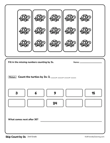 Skip Count by 3s coloring page