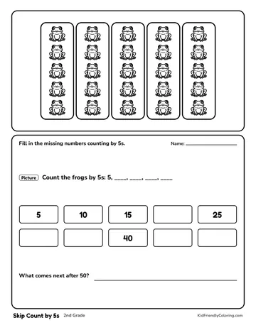 Skip Count by 5s coloring page