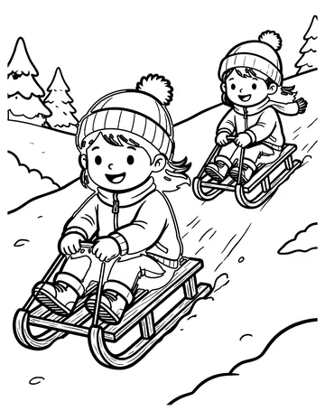 Sledding Day coloring page