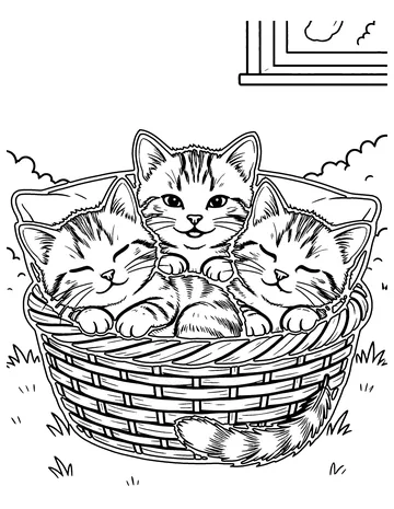 Sleepy Kittens coloring page