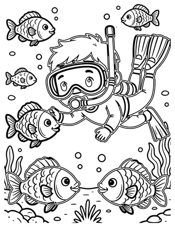 Snorkeling coloring page