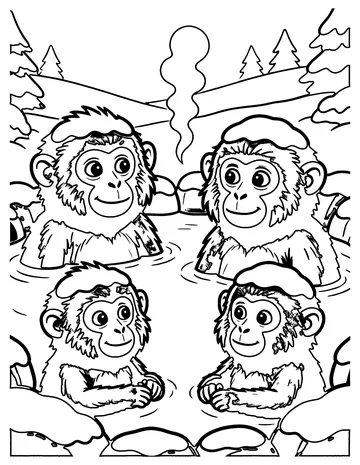 Snow Monkeys coloring page
