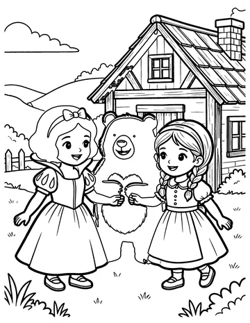 Snow-White and Rose-Red coloring page