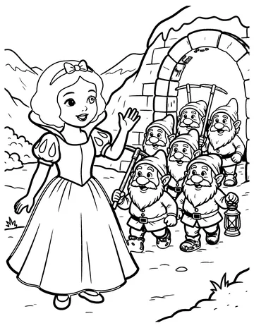 Snow White and the Seven Dwarfs coloring page