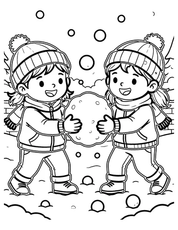 Snowball Fight coloring page