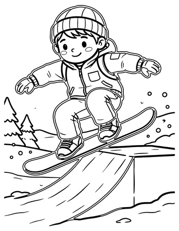 Snowboarding coloring page