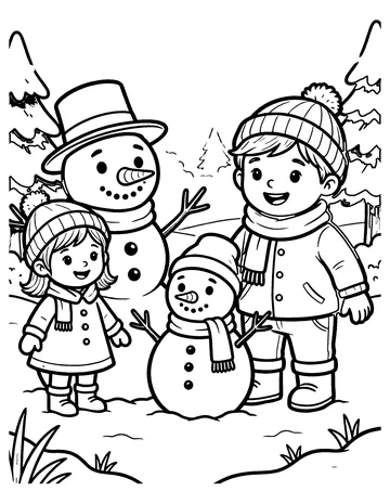 Snowman Family coloring page