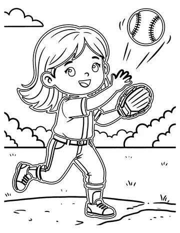 Softball Catch coloring page