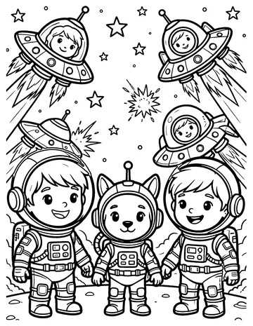 Space Battle Lights coloring page