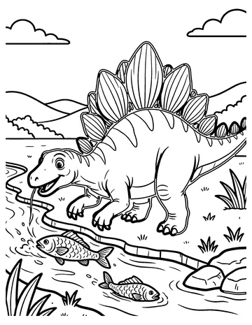 Spinosaurus Fishing coloring page