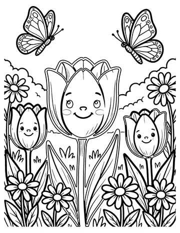 Spring Flowers coloring page