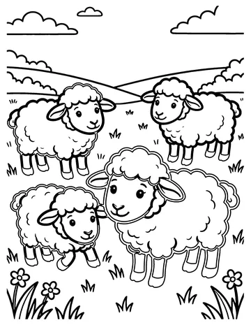 Spring Lambs coloring page