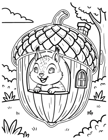 Squirrel's Acorn House coloring page