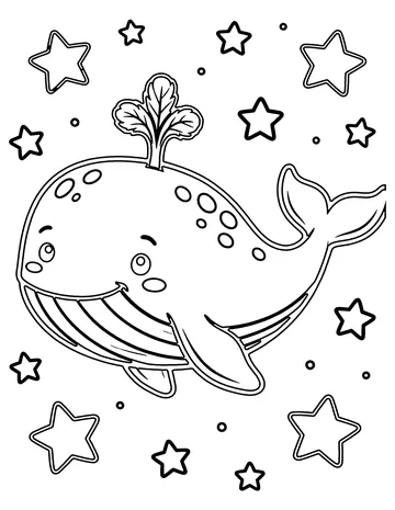 Star Whale coloring page