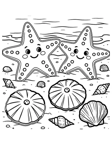 Starfish and Shells coloring page