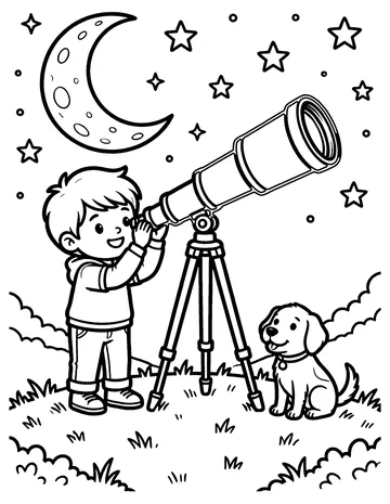 Stargazing coloring page