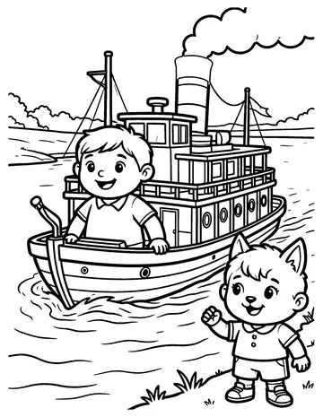 Steamboat coloring page