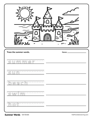 Summer Words coloring page
