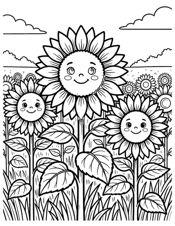Sunflowers coloring page