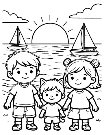 Sunset at the Sea coloring page