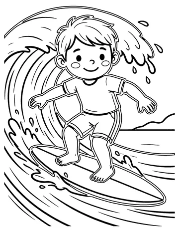 Surfing Wave coloring page
