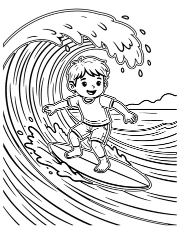 Surfing coloring page