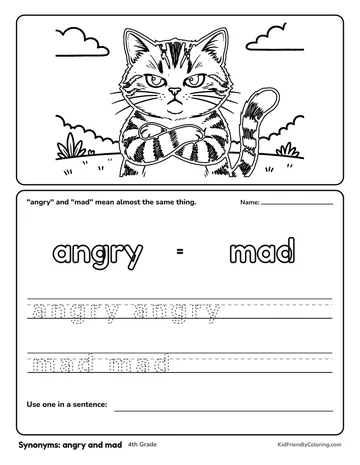 Synonyms: angry and mad coloring page