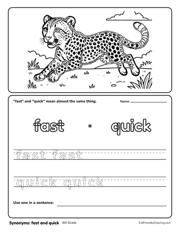 Synonyms: fast and quick coloring page