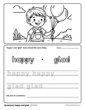 Synonyms: happy and glad coloring page