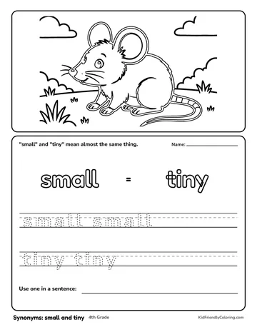 Synonyms: small and tiny coloring page