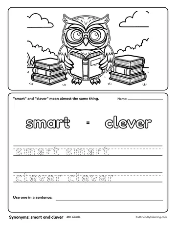 Synonyms: smart and clever coloring page