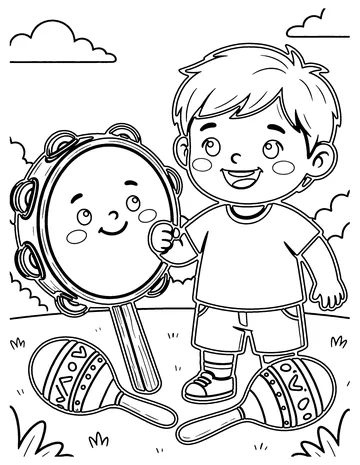 Tambourine and Maracas coloring page