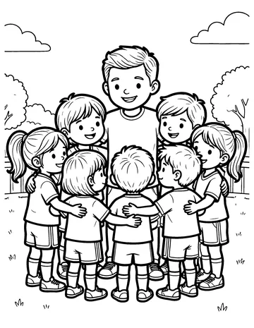 Team Huddle coloring page