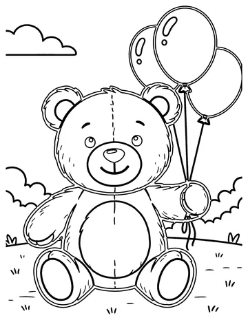 Teddy Balloon coloring page