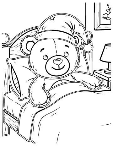 Teddy Bedtime coloring page