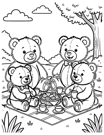 Teddy Picnic coloring page