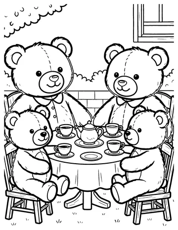 Teddy Tea Party coloring page