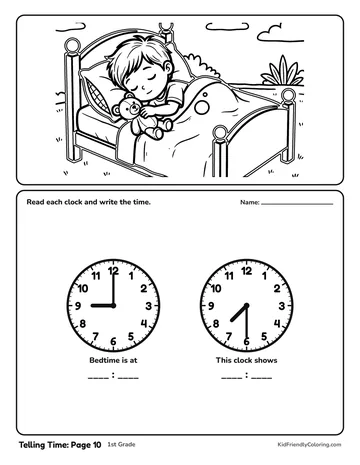 Telling Time: Page 10 coloring page