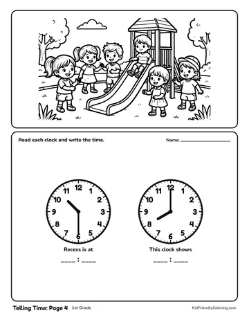 Telling Time: Page 4 coloring page