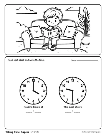 Telling Time: Page 6 coloring page